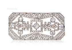 装饰艺术风格 Art Deco 钻石胸针