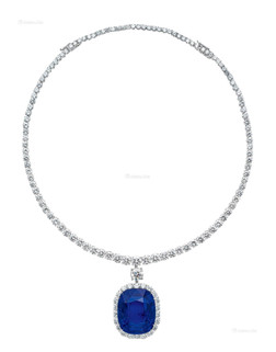 海瑞·温斯顿设计 124.10克拉缅甸「皇家蓝」蓝宝石配钻石项链