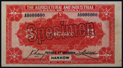 1927年中国农工银行拾圆汉口地名反面票样一枚