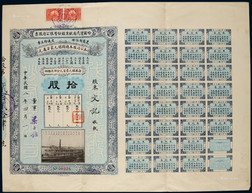 1919年哈尔滨戎通航业股票拾股一件
