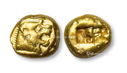 公元前646-前610年 吕底亚王国狮子头琥珀金币