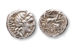 公元前92年 古罗马共和时期月亮女神狄安娜银币