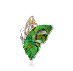 JUDY CHAO 设计 红宝石，钻石及绿松石「蝴蝶」胸针