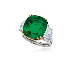 海瑞·温斯顿设计 9.37克拉哥伦比亚祖母绿配钻石戒指