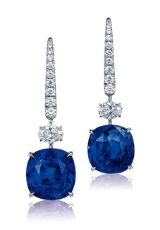 7.89及7.85克拉斯里兰卡「皇家蓝」蓝宝石配钻石耳环，未经加热