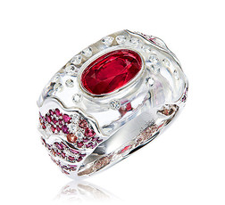 傅雨濛设计「燃」 2.05克拉红宝石配钻石及水晶戒指
