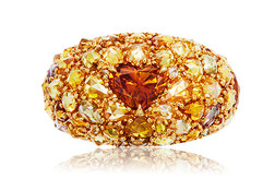 0.73克拉深彩棕黄橙色钻石配钻石戒指