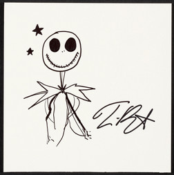 “美国著名导演、制片人”蒂姆·波顿（Tim Burton）亲笔手绘动画片电影《圣诞夜惊魂》主角“骷髅杰克”漫画，附证书