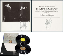 “世界著名指挥大师”卡拉扬（Herbert von Karajan）亲笔签名黑胶唱片两套，附证书