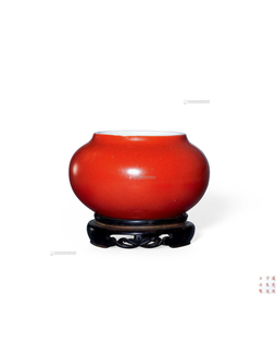 珊瑚紅釉圍棋罐