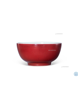 霽紅釉墩式碗