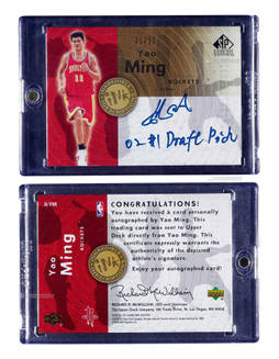 2005-06赛季 Upper Deck SP Signature Edition系列 姚明（Yao Ming）铭文签字球星卡，限量50张