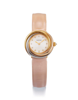 卡地亞 優雅女裝三色金，白色表盤腕表，「Cartier Trinity」，型號2357，年份大約1998，附原廠證書