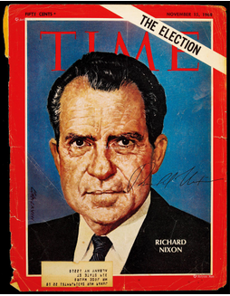 “中国人民的老朋友”理查德德·尼克松（Richard Nixon）亲笔签名《时代周刊》（Time）封页
