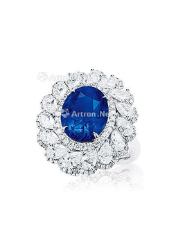 6.33克拉 天然斯里兰卡皇家蓝蓝宝石配钻石戒指 未经加热