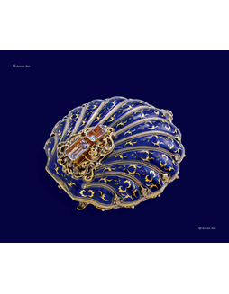 意大利 银胎珐琅贝壳型珠宝盒