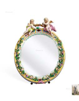德国 梅森Meissen 新古典风格 彩绘花卉瓷雕梳妆镜