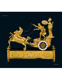 法国 铜鎏金双马战车座钟