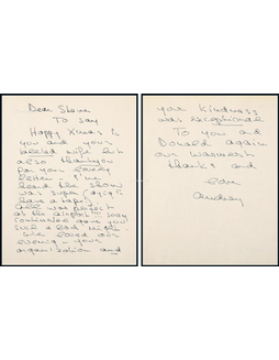 “奥斯卡女神”奥黛丽·赫本（Audrey Hepburn）亲笔信，附证书