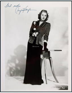 “好莱坞第一夫人”英格丽·褒曼 （Ingrid Bergman ）亲笔签名赠言照，附证书