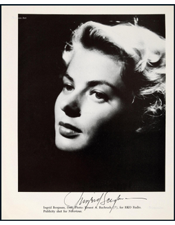 “好莱坞第一夫人”英格丽·褒曼 （Ingrid Bergman ）亲笔签名肖像照，附证书