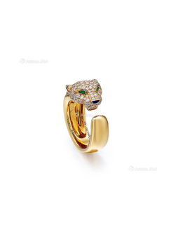 卡地亚设计 钻石配祖母绿及黑玛瑙「美洲豹」戒指