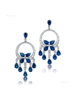 蓝宝石及钻石耳环