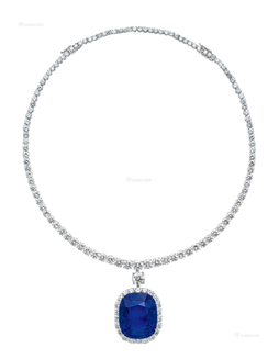 海瑞·温斯顿设计 124.10克拉缅甸「皇家蓝」蓝宝石配钻石项链