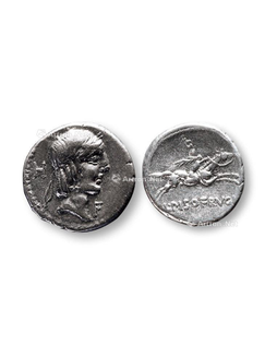 公元前90年 古罗马共和时期太阳神阿波罗银币