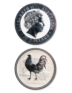 澳大利亚生肖鸡纪念公斤银币一枚