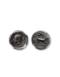 古希腊西西里岛叙拉古城邦四德拉克马银币一枚