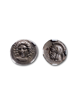 古希腊西里西拉水仙女及战神阿瑞斯银币一枚