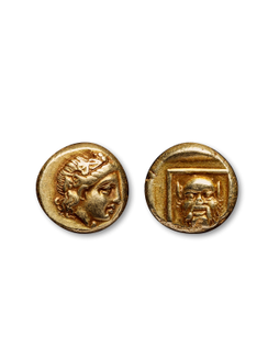 古希腊米蒂利尼城邦酒神和森林之神琥珀金币一枚