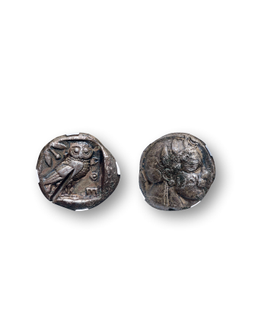 古希腊阿提卡雅典娜猫头鹰四德拉克马银币一枚