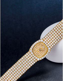 爱彼  精美典雅，女装黄金镶钻石机械链带腕表，型号79107BA，年份约1986，附原厂后补证书
