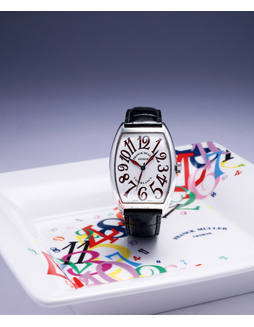 法兰穆勒  独特精美，精钢酒桶形自动腕表，「Casablanca」，型号6850，年份约2012，附珐琅陶瓷碟子