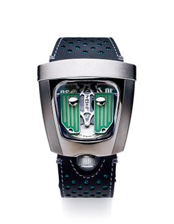 MB & F  独特罕有，限量版钛金属及精钢自动腕表，备绿色夜光显示，「Black Badger Edition Radar Green」，型号.57.STPL.B，限量生产18枚，年份约2016，附原厂证书及表盒