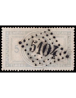 法国1869年拿破仑5法郎高值旧票一枚