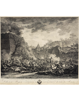 版画宗师亚当·巴尔奇刻《1788俄罗斯与奥斯曼土耳其奥恰科夫之战》巨幅雕凹线铜版画