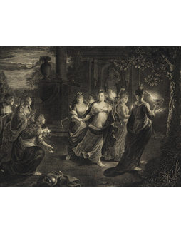 霍德弗里德·斯哈尔肯刻《宫女夜游》巨幅雕凹线铜版画