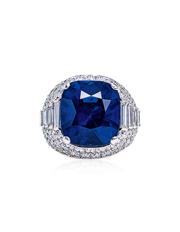 宝格丽设计 17.01克拉蓝宝石配钻石戒指，未经加热