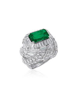 David Webb设计 4.61克拉哥伦比亚祖母绿配钻石戒指