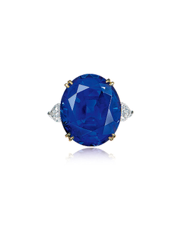 梵克雅宝设计 珍贵罕有23.49克拉缅甸「皇家蓝」蓝宝石配钻石戒指，未经加热