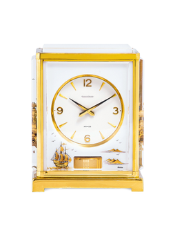 积家 精致罕有，镀金黄铜及树脂玻璃空气钟，备渔船图案，「Marina」，年份约1970