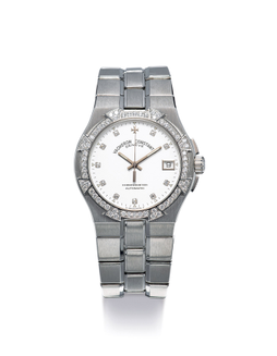 江诗丹顿 精美，精钢镶钻石自动链带腕表，备日期显示，「Overseas」，年份约2017，附原厂维修书及表盒