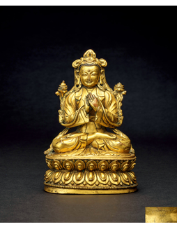 藏东铜鎏金香巴拉法王