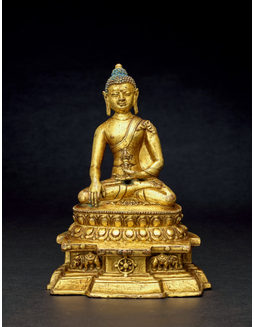 西藏铜鎏金阿閦佛