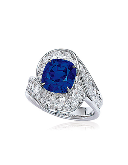 3.85克拉缅甸蓝宝石配钻石戒指，未经加热