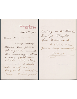 “温莎王朝的开创者”乔治五世（King George V）亲笔信，附证书