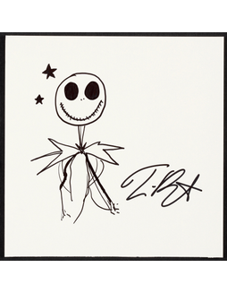 “美国著名导演、制片人”蒂姆·波顿（Tim Burton）亲笔手绘动画片电影《圣诞夜惊魂》主角“骷髅杰克”漫画，附证书